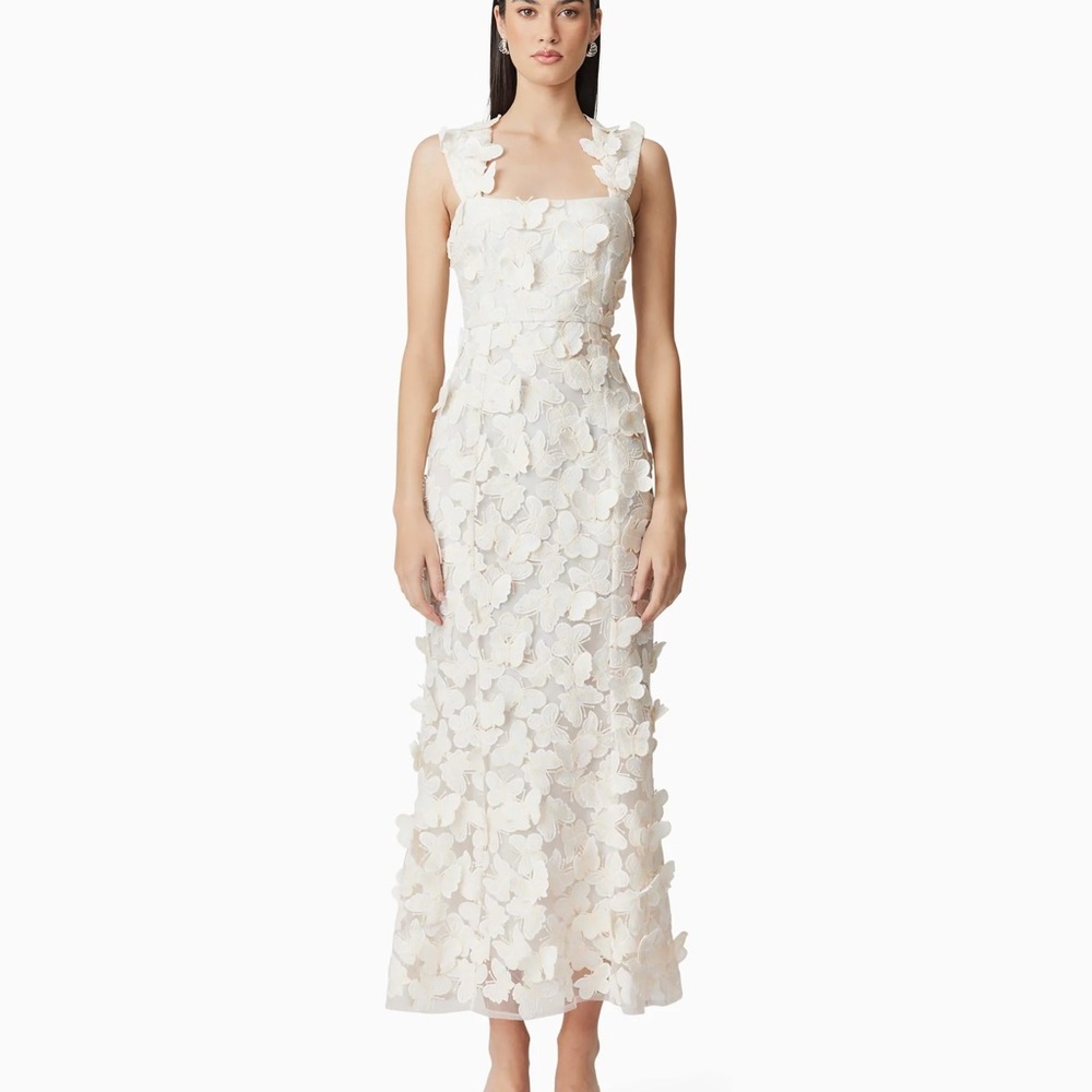 Elliatt Scarlett Butterfly Midi Dress In White NEVER WORN BEFORE